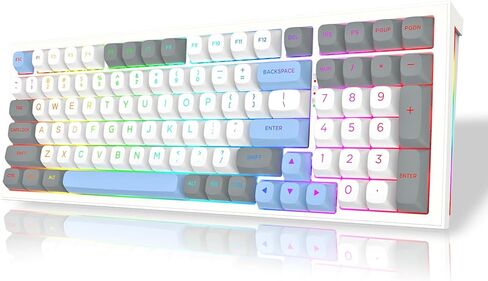 Redragon K723 لوحة مفاتيح ألعاب ميكانيكية لاسلكية ، مفاتيح خطية ساخرة قابلة للتبديل مسبقًا ، تصميم حشية ، بلوتوث/2.4 جيجا هرتز/USB-C ، صوت كريمي ، خلفية RGB للكمبيوتر الشخصي/Mac/PS/Xbox ، أبيض رمادي in Kuwait
