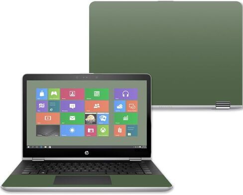 Mayyskins Skin متوافق مع HP Pavilion X360 14 "(2017) - Olive الصلبة | الغلاف الوقائي ، متين ، وفري in Saudi Arabia