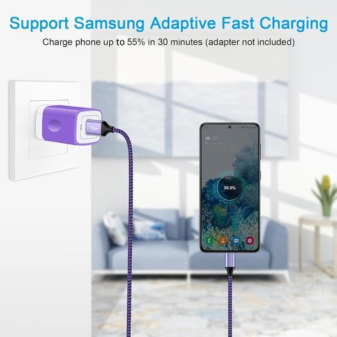 USB Type C Charger Cable Fast Charging Cord Compatible with Google Pixel 8, 7, 6, 5, 4, 3a, 3a XL, 3 XL, Pixel 3, Pixel 2 XL, Pixel 2, Pixel C, Samsung S10 S9 S8 (Blue/Green/Purple, 6 feet, 3 Pack) in Kuwait