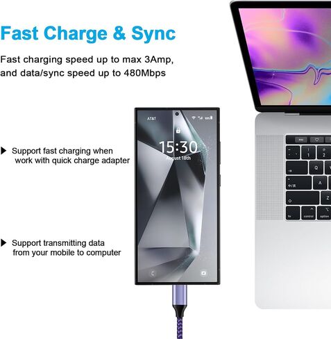 USB Type C Charger Cable Fast Charging Cord Compatible with Google Pixel 8, 7, 6, 5, 4, 3a, 3a XL, 3 XL, Pixel 3, Pixel 2 XL, Pixel 2, Pixel C, Samsung S10 S9 S8 (Blue/Green/Purple, 6 feet, 3 Pack) in Kuwait