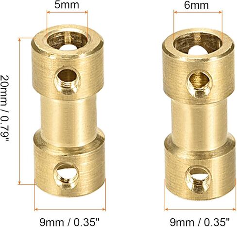 Rebower وصلة توصيل صلبة من النحاس موصل موصل ملحقات المحرك [للطابعة ثلاثية الأبعاد] -2 مم إلى 3.17 مم تتحمل L20 x D9/ذهبي in Kuwait