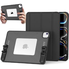 Case for iPad Pro 11-inch 2020/2021/ 2022, Premium Multi-Angle Tablet Case, Quick Release Detachable Handle, Pencil Holder, Support Auto Sleep/Wake, 35°/75° Foldable, Hollowed-Out Design (Black) in Saudi Arabia