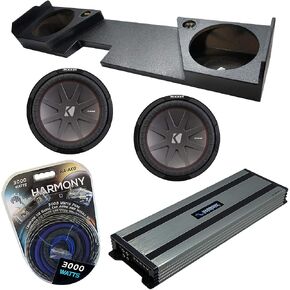 Ammarony Audio متوافق مع 2014-2018 Chevy Silverado Double Cab Kicker Bundle Compr CWR12 Dual 12 وحيد القرن المغلفة المغلفة Harmony HA-A1500.1 in Kuwait
