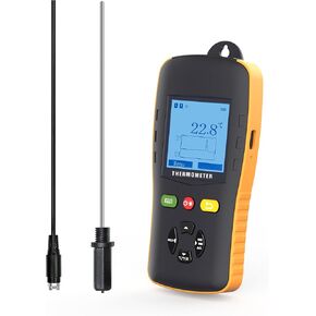 مسجل بيانات ميزان الحرارة الرقمي المزدوج Tzone مع مستشعر درجة الحرارة PT100، مسجل درجة حرارة USB محمول مع تقرير تلقائي، إنذار صوتي، معايرة لفرن الفريزر الطبخ in Kuwait