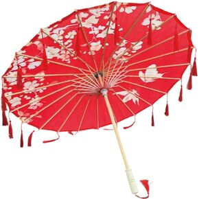 Classic Chinese Parasol Art Asian Style Silk Parasol Umbrella with Tassels Umbrella Chinese Oiled Paper Umbrella for Photography in Saudi Arabia