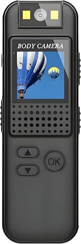 Lancoon 1080p Mini Body Camera يمكن ارتداؤها مع مقطع مغناطيسي 180 درجة عدسة دوارة 128 جيجا بايت الدعم 7H تسجيل LED مصابيح LED لتلبية النشاط في الهواء الطلق للدراجة in Kuwait