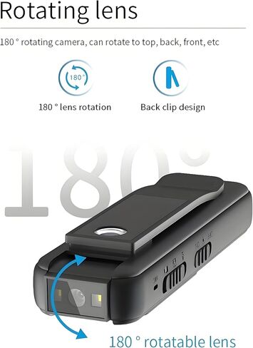 Lancoon 1080p Mini Body Camera يمكن ارتداؤها مع مقطع مغناطيسي 180 درجة عدسة دوارة 128 جيجا بايت الدعم 7H تسجيل LED مصابيح LED لتلبية النشاط في الهواء الطلق للدراجة in Kuwait