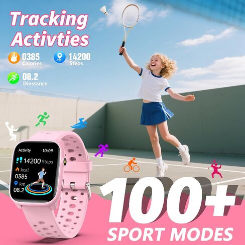 Watch Smart Watch مع 12 ألعاب ألغاز ، 1.83 بوصة متتبع اللياقة البدنية شاهد معدل نوم ضربات نوم ، عداد الخطى ، المنبه ، المصباح ، هدية للفتيات من 6 إلى 12 عامًا in Kuwait
