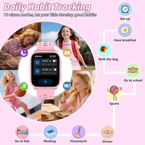 Watch Smart Watch مع 12 ألعاب ألغاز ، 1.83 بوصة متتبع اللياقة البدنية شاهد معدل نوم ضربات نوم ، عداد الخطى ، المنبه ، المصباح ، هدية للفتيات من 6 إلى 12 عامًا in Kuwait