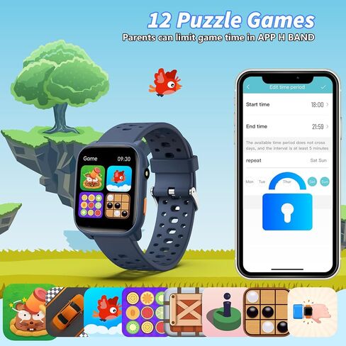 Watch Smart Watch مع 12 ألعاب ألغاز ، 1.83 بوصة متتبع اللياقة البدنية شاهد معدل نوم ضربات نوم ، عداد الخطى ، المنبه ، المصباح ، هدية للفتيات من 6 إلى 12 عامًا in Kuwait