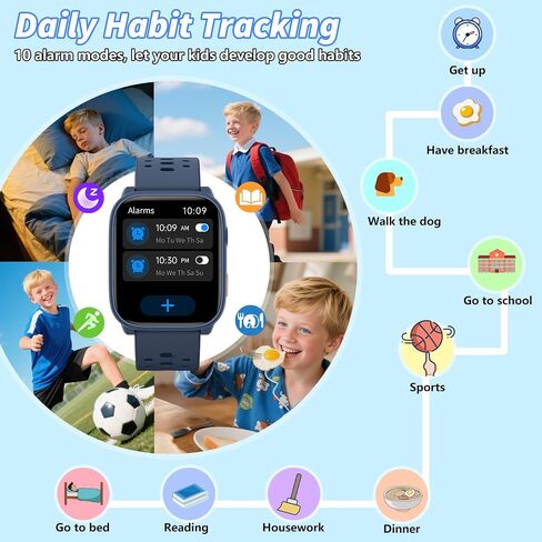 Watch Smart Watch مع 12 ألعاب ألغاز ، 1.83 بوصة متتبع اللياقة البدنية شاهد معدل نوم ضربات نوم ، عداد الخطى ، المنبه ، المصباح ، هدية للفتيات من 6 إلى 12 عامًا in Kuwait