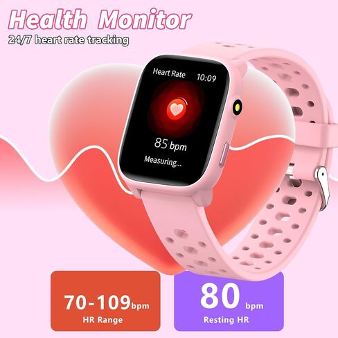 Watch Smart Watch مع 12 ألعاب ألغاز ، 1.83 بوصة متتبع اللياقة البدنية شاهد معدل نوم ضربات نوم ، عداد الخطى ، المنبه ، المصباح ، هدية للفتيات من 6 إلى 12 عامًا in Kuwait