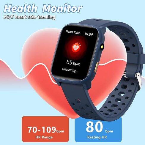 Watch Smart Watch مع 12 ألعاب ألغاز ، 1.83 بوصة متتبع اللياقة البدنية شاهد معدل نوم ضربات نوم ، عداد الخطى ، المنبه ، المصباح ، هدية للفتيات من 6 إلى 12 عامًا in Kuwait