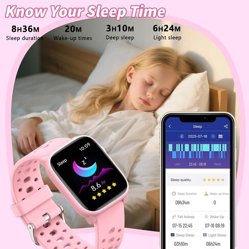 Watch Smart Watch مع 12 ألعاب ألغاز ، 1.83 بوصة متتبع اللياقة البدنية شاهد معدل نوم ضربات نوم ، عداد الخطى ، المنبه ، المصباح ، هدية للفتيات من 6 إلى 12 عامًا in Kuwait