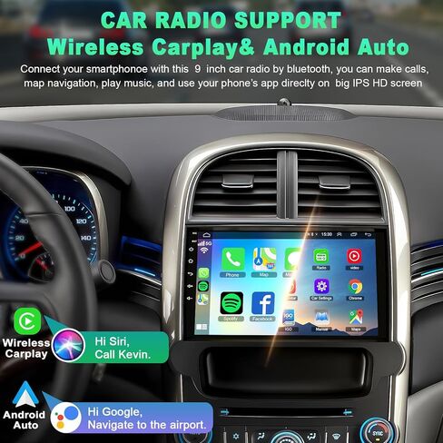 4G+64G Andorid 13 Car Radio for Chevrolet Chevy Malibu 2011 2012 2013 2014 ، 9 '' HD Touch Screen Car Stereo Radio with Wireless Carplay & Android Auto ، GPS Navigation Head ، Counering Wheel Control in Kuwait