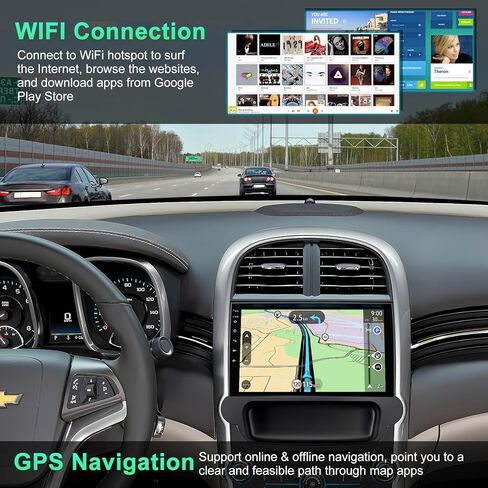 4G+64G Andorid 13 Car Radio for Chevrolet Chevy Malibu 2011 2012 2013 2014 ، 9 '' HD Touch Screen Car Stereo Radio with Wireless Carplay & Android Auto ، GPS Navigation Head ، Counering Wheel Control in Kuwait