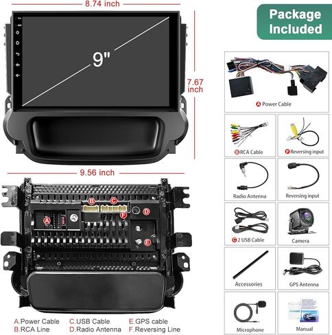 4G+64G Andorid 13 Car Radio for Chevrolet Chevy Malibu 2011 2012 2013 2014 ، 9 '' HD Touch Screen Car Stereo Radio with Wireless Carplay & Android Auto ، GPS Navigation Head ، Counering Wheel Control in Kuwait