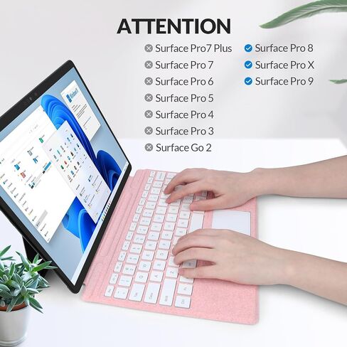 Rii Surface Pro Type Cover,Ultra-Slim Portable Bluetooth Wireless Keyboard with Touchpad,7 Color Backlit,Compatible with Microsoft Surface Pro 8/9/X Only in Kuwait