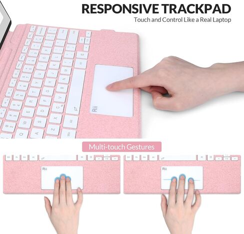 Rii Surface Pro Type Cover,Ultra-Slim Portable Bluetooth Wireless Keyboard with Touchpad,7 Color Backlit,Compatible with Microsoft Surface Pro 8/9/X Only in Kuwait
