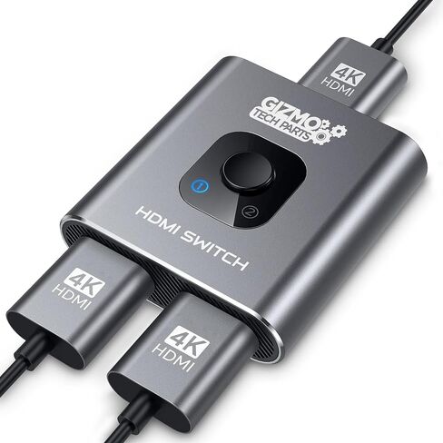 Switch HDMI 2 في 1 Out 4K@60Hz ، مربع مفتاح HDMI ثنائي الاتجاه - محدد محور الألومنيوم لـ PS5 Xbox Nintendo Switch PC Fire Stick Roku Apple TV لمراقبة/لا توجد طاقة مطلوبة ، 1 -button تبديل in Kuwait