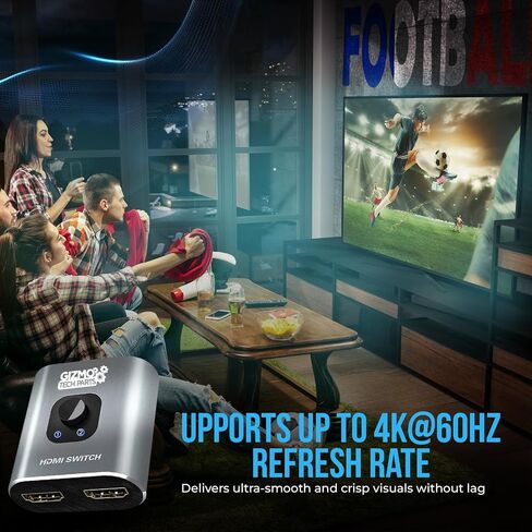 Switch HDMI 2 في 1 Out 4K@60Hz ، مربع مفتاح HDMI ثنائي الاتجاه - محدد محور الألومنيوم لـ PS5 Xbox Nintendo Switch PC Fire Stick Roku Apple TV لمراقبة/لا توجد طاقة مطلوبة ، 1 -button تبديل in Kuwait