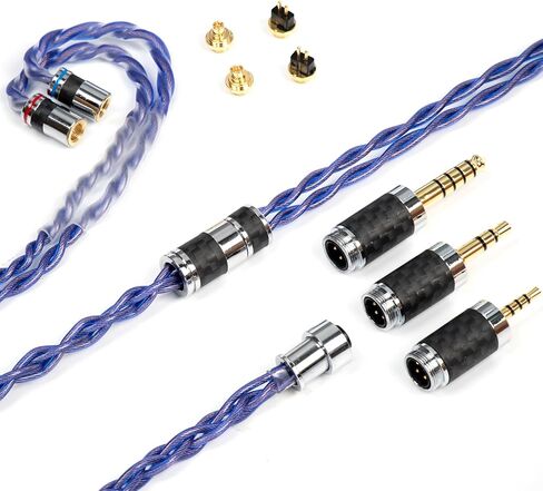 IEM Cable, Copper Silver Plated Earphone Upgraded Cords with 2+1 Plugs, 2.5mm,3.5mm,4.4mm Replaceable Plug, OCC 25AWG 1.25m In-Ear Monitor Cable for 7hz Zero Lite Cadenza Hype4 KZ (0.78mm 2Pin & MMCX) in Saudi Arabia