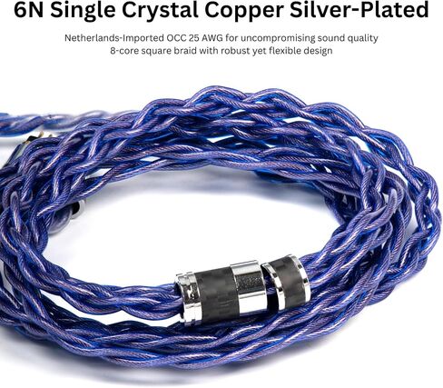 IEM Cable, Copper Silver Plated Earphone Upgraded Cords with 2+1 Plugs, 2.5mm,3.5mm,4.4mm Replaceable Plug, OCC 25AWG 1.25m In-Ear Monitor Cable for 7hz Zero Lite Cadenza Hype4 KZ (0.78mm 2Pin & MMCX) in Saudi Arabia