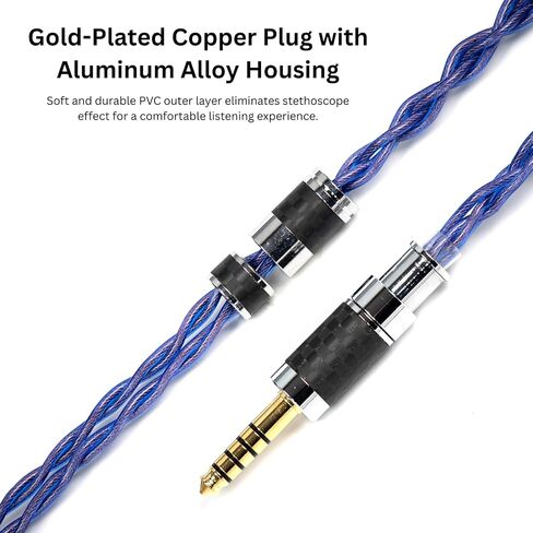 IEM Cable, Copper Silver Plated Earphone Upgraded Cords with 2+1 Plugs, 2.5mm,3.5mm,4.4mm Replaceable Plug, OCC 25AWG 1.25m In-Ear Monitor Cable for 7hz Zero Lite Cadenza Hype4 KZ (0.78mm 2Pin & MMCX) in Saudi Arabia