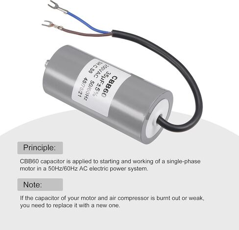 MECCANIXITY CBB60 Run Capacitor 30uF 250V AC 2 Wires 50/60Hz Cylinder 96x46mm with Terminal, M8 Fixing Stud for Air Compressor Water Pump Motor in Saudi Arabia