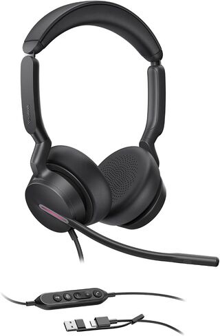 Yealink UH46 USB Headset with Mic, Wired Headset with 3 Noise Cancelling Microphones for PC/Computer/Laptop, Teams Certified, in Line Controls for Home Office Online Meetings, Plug & Play USB-C/A in Saudi Arabia
