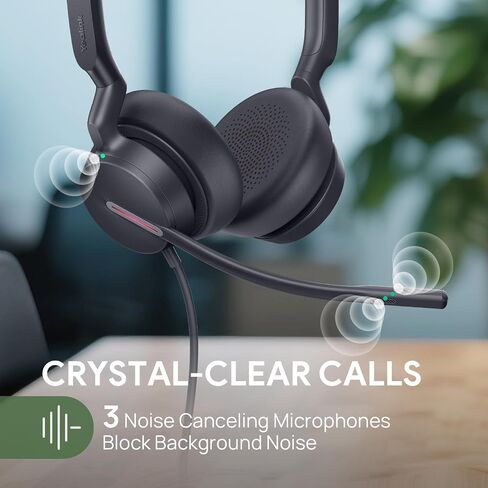 Yealink UH46 USB Headset with Mic, Wired Headset with 3 Noise Cancelling Microphones for PC/Computer/Laptop, Teams Certified, in Line Controls for Home Office Online Meetings, Plug & Play USB-C/A in Saudi Arabia