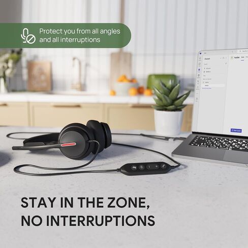 Yealink UH46 USB Headset with Mic, Wired Headset with 3 Noise Cancelling Microphones for PC/Computer/Laptop, Teams Certified, in Line Controls for Home Office Online Meetings, Plug & Play USB-C/A in Saudi Arabia