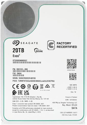 Seagate Exos 20tb 7.2k RPM SATA 6GB/S 3.5in Enterprise HDD ST20000NM002C in Saudi Arabia