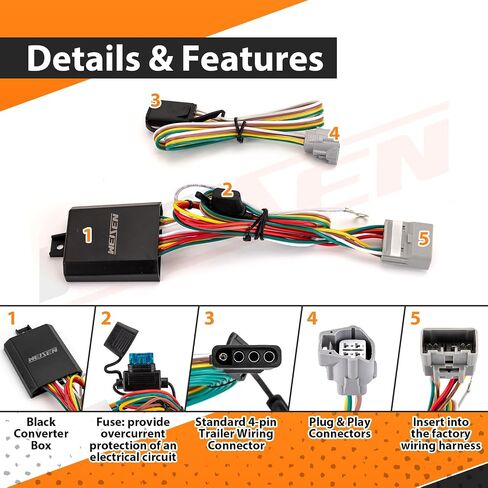WeiSen Custom 4-Pin Trailer Wiring Harness Towing Hitch Wiring for Trailer Light Connect Compatible with 2008-2019 Toyota Highlander, 2018-2021 Lexus RX 350/RX 350L in Saudi Arabia