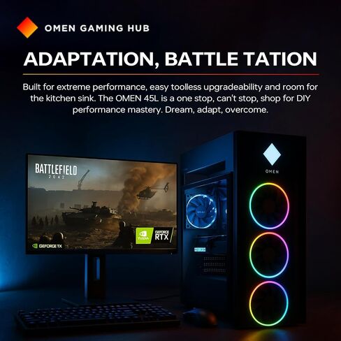 HP Omen 45L GT22 RTX 5090 Pro Gaming Desktop ، Intel Ultra 9 285K ، NVIDIA RTX 5090 ، 64GB DDR5 RAM ، 2TB SSD ، RGB Light Studio & Gaming HUB ، W11P ، Backdle with lexar SL660 512GB Portable SS in Saudi Arabia