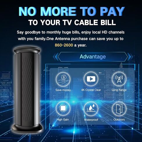 2025 Upgraded TV Antenna Up 2200+ Miles Range, Digital Best Antenna for Smart Tv Indoor/Outdoor 4k Local Channels, Amplified HDTV Antenna Long Range with Amplifier Signal Booster/Thic Cable (Large) in Saudi Arabia