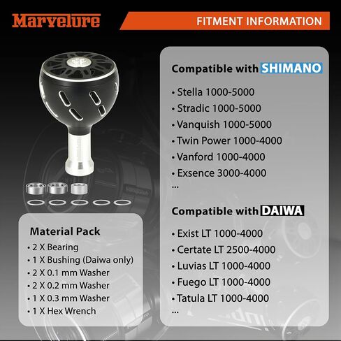 Power Knob Compatible for Shimano Vanford Vanquish Stradic Ci4 Twin Power, Daiwa Ballistic LT Fuego LT Tatula LT Handle Knob Replacement (Black Red, 31.9 mm) in Kuwait