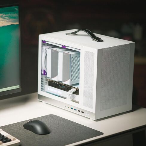 SNINY Snake G350 20.8L Mircro-ATX Mesh هيكل مع زجاج مقسى | طلاء الصقيع وتصميم مكافحة الغبار | BTF جاهز للاتصال الخلفي | 165mm Cooler و 340mm GPU | حالة كمبيوتر عالية التوافق ، أبيض in Kuwait