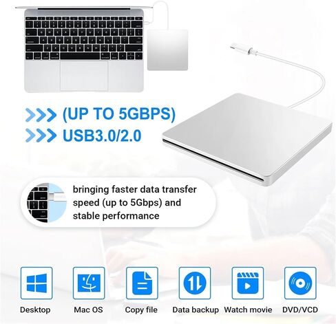 USB CD/DVD محرك أقراص CD/DVD Type C Portable CD. in Saudi Arabia