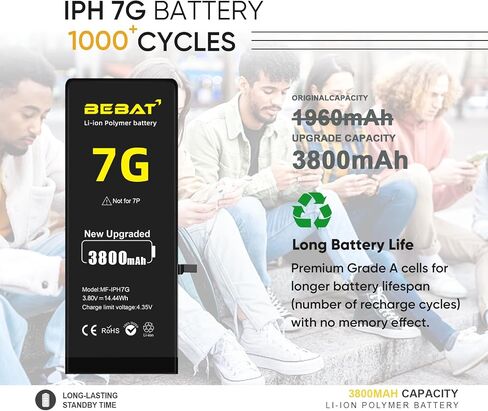 Replacement for iPhone 7 Battery, 3800mAh High Capacity Li-ion Polymer Replacement Battery for Model (A1660 A1778 A1779) with Professional Repair Tool Kits in Kuwait