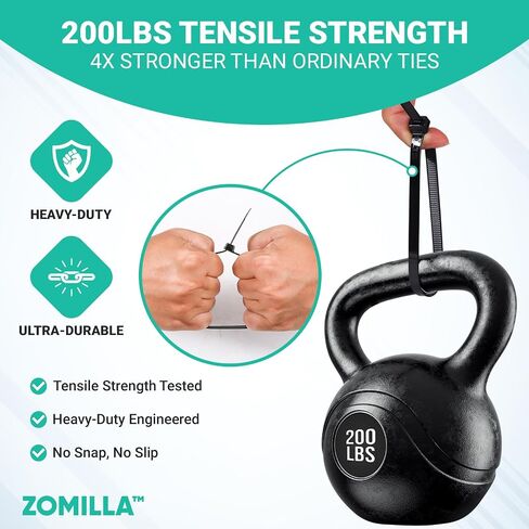 Zip Ties 12 Inch, Zomilla Cable Ties With 200 LBS Tensile Strength, 100 PCS Heavy Duty Zip Ties For Outdoor & Indoor Use, Extra Strong Self-Locking Zipties, UV Resistant Nylon Cable Tie - Black in Saudi Arabia