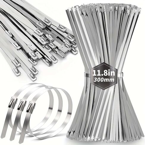 روابط الرمز البريدي المعدنية 11.8 بوصة 100pcs ، 304 روابط zip من الفولاذ المقاوم للصدأ للاستخدام في الهواء الطلق ، وعلاقات الكابلات ذاتية القفل متعددة الأغراض لالتفاف العادم ، والأنابيب ، والكابلات ، والمزارع ، وأجزاء سياج الارتباط السلسلة in Kuwait