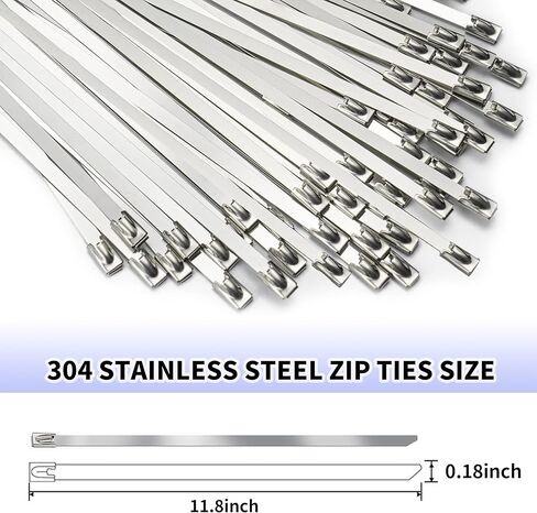 روابط الرمز البريدي المعدنية 11.8 بوصة 100pcs ، 304 روابط zip من الفولاذ المقاوم للصدأ للاستخدام في الهواء الطلق ، وعلاقات الكابلات ذاتية القفل متعددة الأغراض لالتفاف العادم ، والأنابيب ، والكابلات ، والمزارع ، وأجزاء سياج الارتباط السلسلة in Kuwait