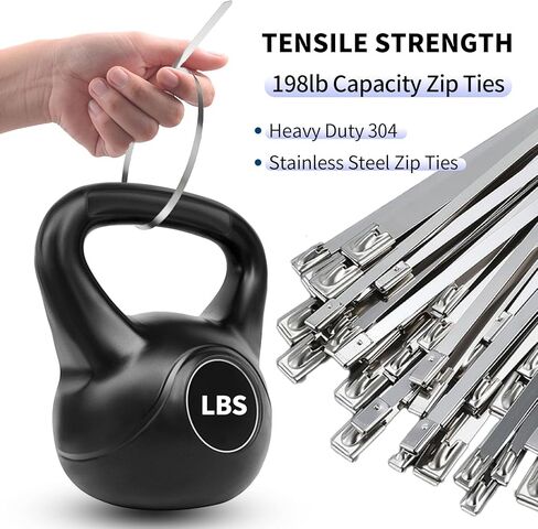 روابط الرمز البريدي المعدنية 11.8 بوصة 100pcs ، 304 روابط zip من الفولاذ المقاوم للصدأ للاستخدام في الهواء الطلق ، وعلاقات الكابلات ذاتية القفل متعددة الأغراض لالتفاف العادم ، والأنابيب ، والكابلات ، والمزارع ، وأجزاء سياج الارتباط السلسلة in Kuwait