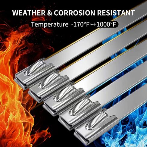 روابط الرمز البريدي المعدنية 11.8 بوصة 100pcs ، 304 روابط zip من الفولاذ المقاوم للصدأ للاستخدام في الهواء الطلق ، وعلاقات الكابلات ذاتية القفل متعددة الأغراض لالتفاف العادم ، والأنابيب ، والكابلات ، والمزارع ، وأجزاء سياج الارتباط السلسلة in Kuwait