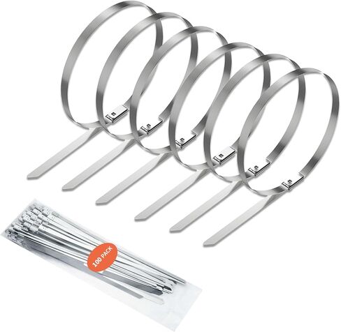 روابط الرمز البريدي المعدنية 11.8 بوصة 100pcs ، 304 روابط zip من الفولاذ المقاوم للصدأ للاستخدام في الهواء الطلق ، وعلاقات الكابلات ذاتية القفل متعددة الأغراض لالتفاف العادم ، والأنابيب ، والكابلات ، والمزارع ، وأجزاء سياج الارتباط السلسلة in Kuwait