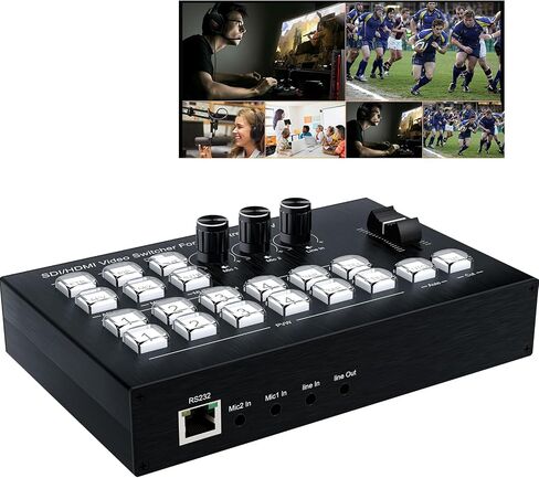 Live Streaming Video Mixer ، 4 HDMI 4 قناة إدخال الفيديو تبديل 2 الإخراج HDMI Switcher ، دعم 1080p@60Hz ، HDCP 1.4 ، دفق خلاط الصوت الرقمي in Kuwait