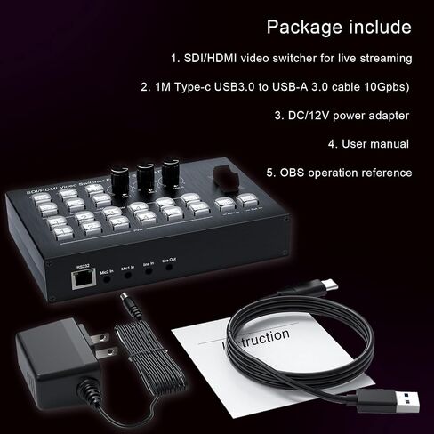 Live Streaming Video Mixer ، 4 HDMI 4 قناة إدخال الفيديو تبديل 2 الإخراج HDMI Switcher ، دعم 1080p@60Hz ، HDCP 1.4 ، دفق خلاط الصوت الرقمي in Kuwait