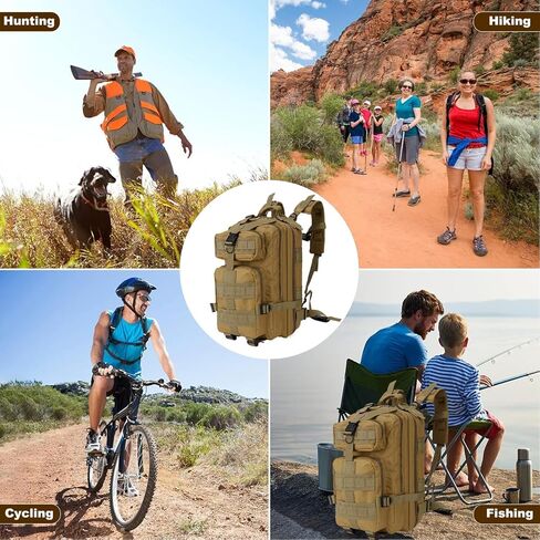 حقيبة ظهر تكتيكية للرجال العسكري الصغير Molle Backpack 30L Assault Pack Backpack for Hiking Camping Travel Fishing Outdoors (Black) in Kuwait