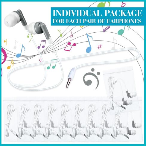 konohan 100 pcs سماعات الأذن بالفصول الدراسية ، سماعات الطالب الأساسية في أذن للأطفال مكتبات كمبيوتر محمول ، 3.5 ملم سماعات الأذن ، يتم تعبئتها بشكل فردي (أسود) in Kuwait